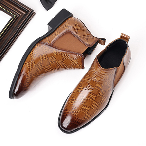 Botas de Invierno para Hombre, Estilo Chelsea, Talla 46, con Forro de Lana Cálida, Botas de Cuero de Lujo para Fiestas y Uso Diario 2025 - Product Image 5