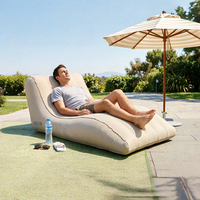 Canapé gonflable avec matelas pneumatique et pompe intégrée pour les voyages et le camping en plein air, canapé inclinable moderne en forme de S floqué gonflable