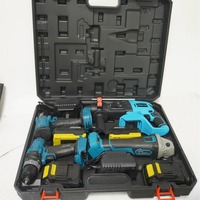 Ensemble complet de 4 outils électriques pour le travail du bois, perceuse électrique sans balais, meuleuse d'angle, clé à chocs et perceuse à percussion.