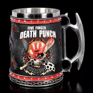 Mug Vintage 3D Kreatif <span class=keywords><strong>2026</strong></span> Cangkir Bir Resin Baja Tahan Karat Baru MBA07 Desain Retro Mug Death Cup untuk Penggemar Five Finger - Product Image 1