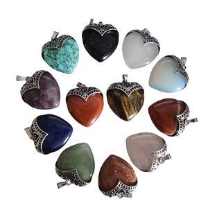 बहु-रंग प्राकृतिक पत्थर के प्राचीन चांदी के प्यार पेटेन्ट रेट्रो स्टाइल पेलेंट रेट्रो स्टाइल पेलेंट डिय हार सामान - Product Image 3