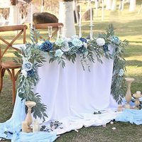 Nouvelle Guirlande Florale Artificielle Longue en Soie Faite à la Main, Roses Blanches de Luxe de Haute Qualité pour Décorations de Table de Mariage et Centres de Table avec Verdure