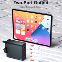 Chargeur de bureau GaN 140W USB-C PD 5 ports avec câble pliable (3 Type-C/2 USB) compatible MacBook Pro, iPad, appareil photo, écouteurs