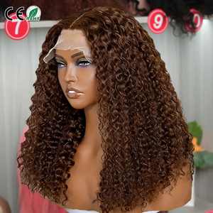 Peluca Afro Rizada Bob de Cabello Humano Brasileño con Cierre de Encaje Transparente 5x5, Suave y Voluminosa, Sin Pegamento, en Oferta - Product Image 1