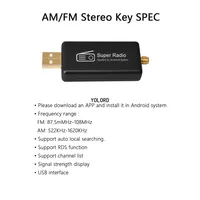 Mini adaptateur autoradio AM/FM stéréo en ABS, interface USB, antenne, compatible avec les systèmes multimédias Android