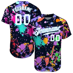 Tiras personalizáveis Team Baseball Jersey T Shirts Unisex Custom reversível rosa e preto Baseball Jersey