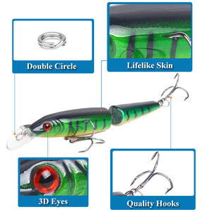 Señuelo de pesca AliExpress Joint Bait Lure 9g 10.5cm Swinging Minnow, señuelo duro para pesca de lubina, señuelos de agua media, juego de señuelos artificiales. - Product Image 6