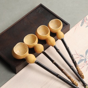 Handmade Natural Gourd <b>Tea</b> Spoon Bamboo Handle Irregular Shape Traditional Chinese Kung Fu <b>Tea</b> <b>Set</b> Afternoon <b>Tea</b> Accessory - Product Image 1