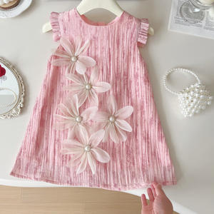 2025夏季新款韩版婴儿连衣裙女童休闲碎花连衣裙o领无袖可爱漂亮儿童长裙 - Product Image 1