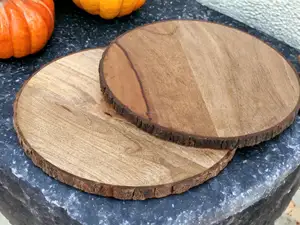 Set di fette di legno da tavola personalizzate all'ingrosso piatto da pranzo rotondo in Acacia all'ingrosso