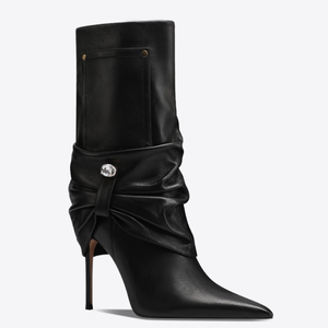 Big Size 47 Women Pointed Toe Mid Calf Booties Buckle Half Knee High <b>Boots</b> Wide Fit High Heels Pleated Shoes - Product Image 5