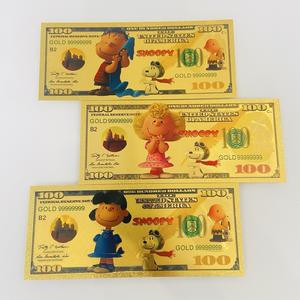 Nieuwe bestverkochte Amerikaanse anime Snoopy herdenkingsgeld van goudfolie, cartoonfiguur, verzamelobject, huisdecoratie, cadeau - Product Image 4