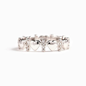Anello T0699 Heart Eternity Band da Donna con Zirconia Cubica e Incastonatura a Pavé, Anelli di Fidanzamento alla Moda - Product Image 3