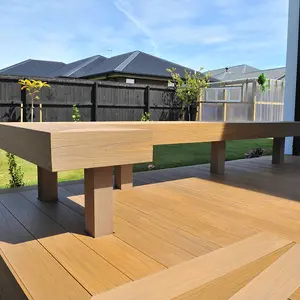 New Design Teak Wood Grain Outdoor Flooring Wood Plastic Composite WPC Deck Exterior Garden Co-extrusion Decking