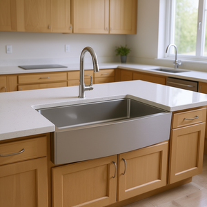 Fregadero de cocina estilo rústico de 33 pulgadas, de un solo tazón, con delantal frontal, de acero inoxidable con acabado de níquel cepillado - Product Image 2