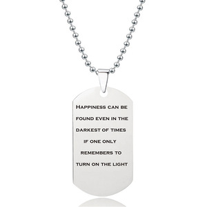 Customized Personalized Double Sided Pendant Chain Keychain Hiphop Laser Engraved logo Text for Men's Necklaces Anniversary <strong>Gift</strong> - Product Image 4