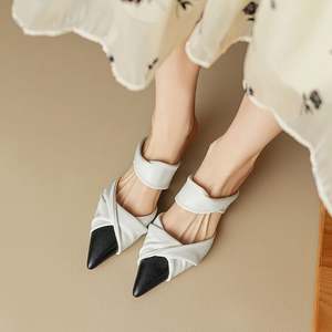 Chaussures élégantes à bout pointu pour femmes Cialisa, chaussures de mode été automne, cuir véritable respirant, couleurs mélangées, talons mi-hauts de 4,5 cm, <span class=keywords><strong>mules</strong></span> - Product Image 4