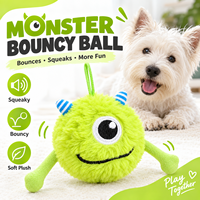 Jouet pour chien en peluche Monstre avec balle couineuse et noyau rebondissant en TPR pour le jeu interactif et le nettoyage des dents