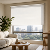 Stores à enroulement en tissu texturé naturel, sur mesure, à commande manuelle par chaîne, lumière douce pour balcon et terrasse
