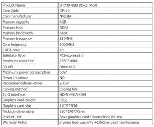 Carte graphique pour jeux vidéo GeForce GT730 4 Go DDR3, nouvelle, en promotion, pour ordinateur de bureau, PCI Express DirectX 11 - Product Image 2