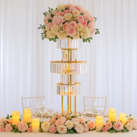 Support de chandelier moderne en métal doré, durable et écologique, sans électricité, pour centres de table de mariage et événements