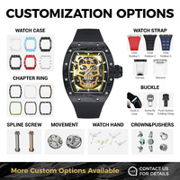 Montre en forme de tonneau en édition limitée Montre mécanique à remontage manuel en fibre de carbone Montre pour homme