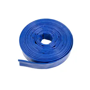 Mangueira de descarga reforçada para uso pesado em PVC, mangueira plana de 1 1/2 polegadas de 1.6 mm de espessura azul