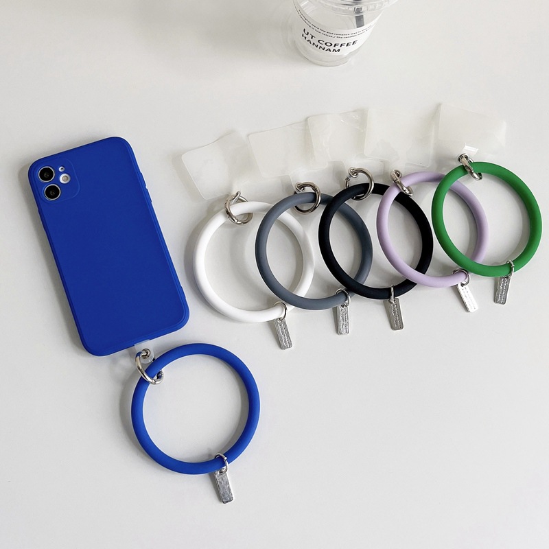 Универсальное большое кольцо карамельного цвета, цепочка для рук и девушек, подвеска на запястье, ремешок для телефона, жидкий силиконовый браслет для мобильного телефона