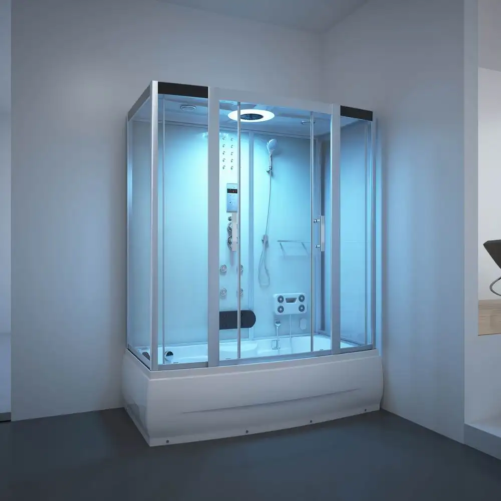 Cabina de ducha de baño de lujo con bañera de hidromasaje Ducha de vapor de hidromasaje Blanco
