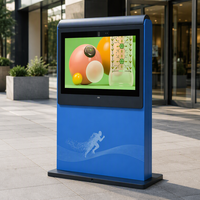 Layar Digital Signage Luar Ruangan 43 Inci, Tipe Lantai, IP65, Kaca Temper Metal, Layar Biru untuk Toko dan Pendidikan
