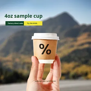 4oz Double Wall Kraft <strong>Paper</strong> Tasting <strong>Cups</strong> Disposable Mini <strong>Sampling</strong> <strong>Cups</strong> for Coffee Milk Tea Commercial Wholesale - Product Image 4
