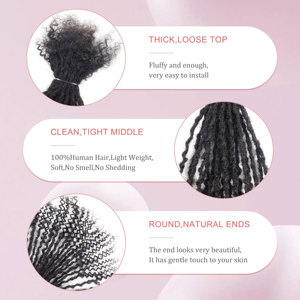Extensiones de Cabello Humano 100% Natural, Estilo Dreadlock, Precio de Fábrica, Cabello Virgen Crudo, Goddess Locs con Puntas Rizadas - Product Image 5