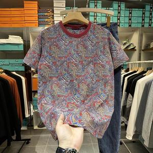 T-<span class=keywords><strong>shirt</strong></span> Homme Jacquard <span class=keywords><strong>Vintage</strong></span> Haut de Gamme Tendance 2026 à Manches Courtes – Nouvelle Collection Été Demi-Manches - Product Image 2