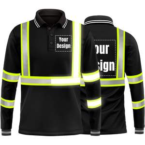 YOWESHOP Hi-Vis Seguridad Manga Larga Entrenamiento Polos Tiras Reflectantes Diseño Personalizable Tamaño XL-Negro (Verde) Ropa de Trabajo - Product Image 1