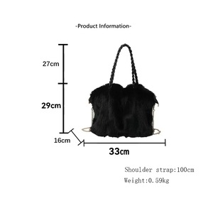 Sac à main en peluche tendance pour femmes, nouveau modèle d'hiver, élégant, plissé, en fausse fourrure de renard, sac à bandoulière/sac porté épaule avec fermeture éclair, sangle unique - Product Image 6