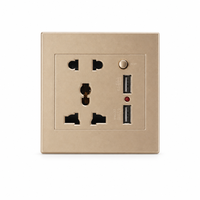 Prise USB Xanmoo à cinq trous avec deux ports USB, panneau de commutation, matériau en bronze phosphoreux, prise multifonctionnelle pour la maison, prise SDK