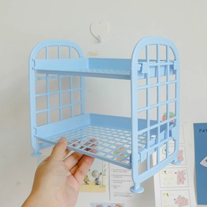 Estante de escritorio de plástico de varias capas, estante de almacenamiento plegable de 2 niveles para oficina, organizador de cosméticos, tipo rectangular - Product Image 4