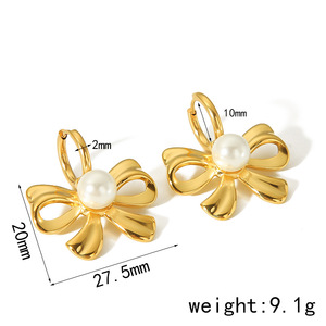 Boucles d'oreilles et bagues en acier inoxydable plaqué or 18 carats, bijoux simples et polyvalents pour femmes - Product Image 4