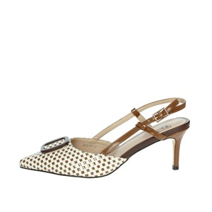 Décolleté Slingback da donna 8 d5201fp bianco/nero tacco basso (5cm) tacco sottile con chiusura Slip-On a punta eleganti sandali con tacco - Product Image 1