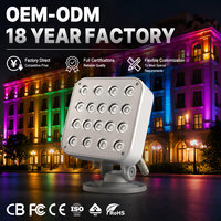 COB LED Flood 36x2W RGBW 4-in-1 IP66 AC Warm White CRI Tinggi 90 Energy Star Lampu Sorot Dinding Arsitektural Luar Ruangan untuk Fasad Bangunan