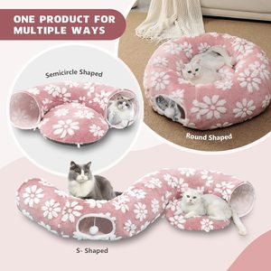 กรงสัตว์เลี้ยงทรงวงกลมทนทานและหรูหราดีไซน์ดอกไม้สีชมพูสำหรับสุนัขแมวพับเก็บได้ - Product Image 4