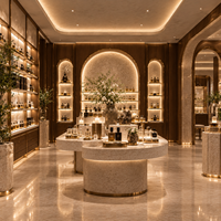 CIRI Neue Ladenvitrine LED Kosmetik-Display Goldener Parfümorganizer Dubai Verkaufstheke Komplette Kosmetikshop-Ausstattung