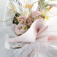 Emballages fleuris roses dorés, 50 pièces, papier d'emballage personnalisé pour cadeau coréen, bord doré, étanche, avec Logo