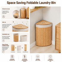 Panier à linge pliable en bambou avec couvercle et doublure amovible, panier de rangement pliable pour salle de bain et chambre à coucher