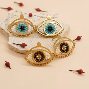 Go2Boho New Arrival The Eye of Evil Fashion Earring Handmade Miyuki Beaded Braided Earrings for Woman Jewelry Accessories