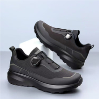 Nouvelles chaussures décontractées pour hommes avec boutons rotatifs, chaussures de ville noires, semelle épaisse, antidérapantes, chaussures de sport d'extérieur