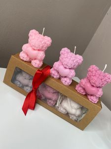 定制装饰生日派对喜好玫瑰手工大豆蜡可爱香味蓝色礼品婴儿淋浴泰迪熊蜡烛 - Product Image 5