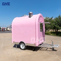 Camion de nourriture mobile électrique rose, doux et mignon, en aluminium et fibre de verre, pour bar à eau, glaces, snacks, utilisation en extérieur