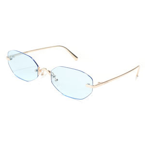 Lunettes <span class=keywords><strong>de</strong></span> <span class=keywords><strong>soleil</strong></span> géométriques sans monture en gros pour unisexe, monture en métal doré <span class=keywords><strong>de</strong></span> luxe, verres teintés bleu océan, lunettes sans cadre - Product Image 2