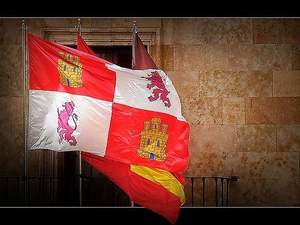 Drapeau de Castille et Léon (Castilla <span class=keywords><strong>Y</strong></span> Leon) renforcé avec 4 œillets, polyester résistant aux intempéries, 150 cm <span class=keywords><strong>x</strong></span> 90 cm, drapeau de balcon MateyCo - Product Image 4